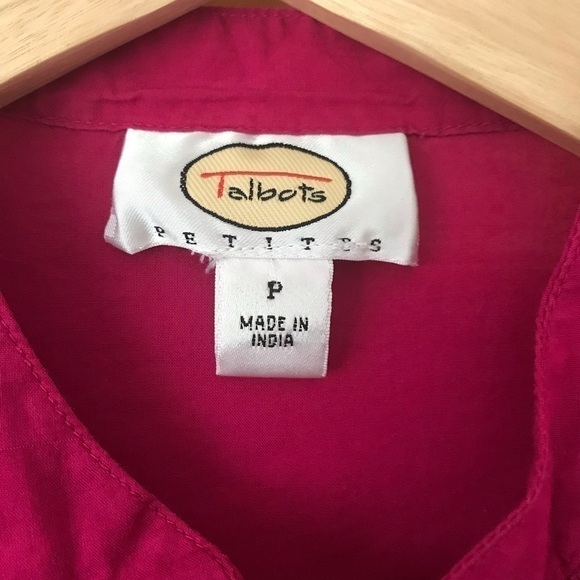 Talbots Petites pleated bib front fuchsia blouse size SP - Picture 5 of 7